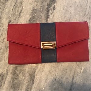 Red Purse with Navy Stripe
